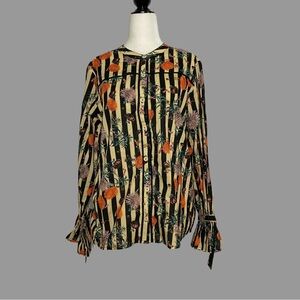 💛 M 💛 NWT Anthro Porridge Striped Floral Printed Buttondown Long Sleeves​